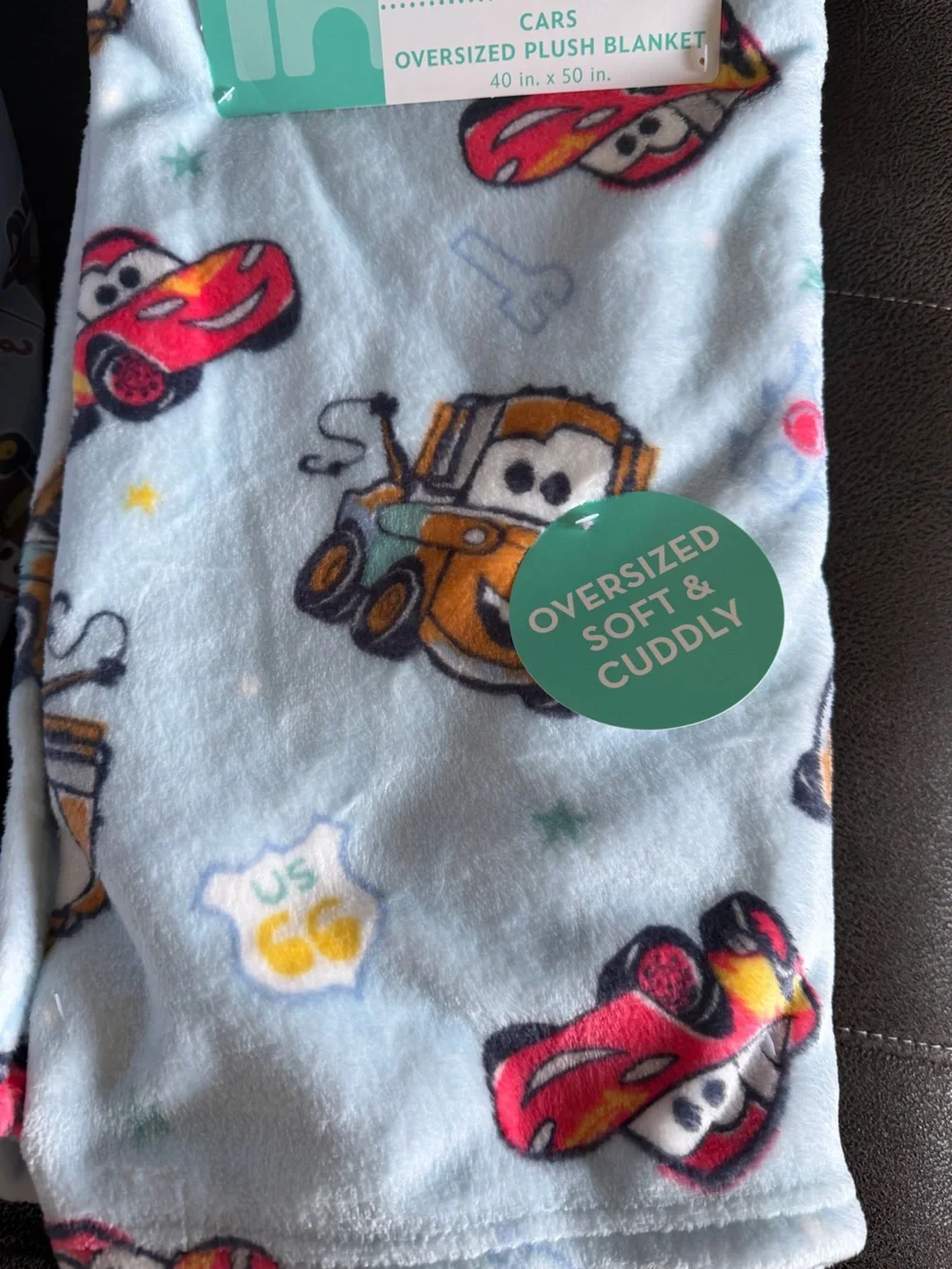 Disney Blue and Red Cars Plush Baby Blanket